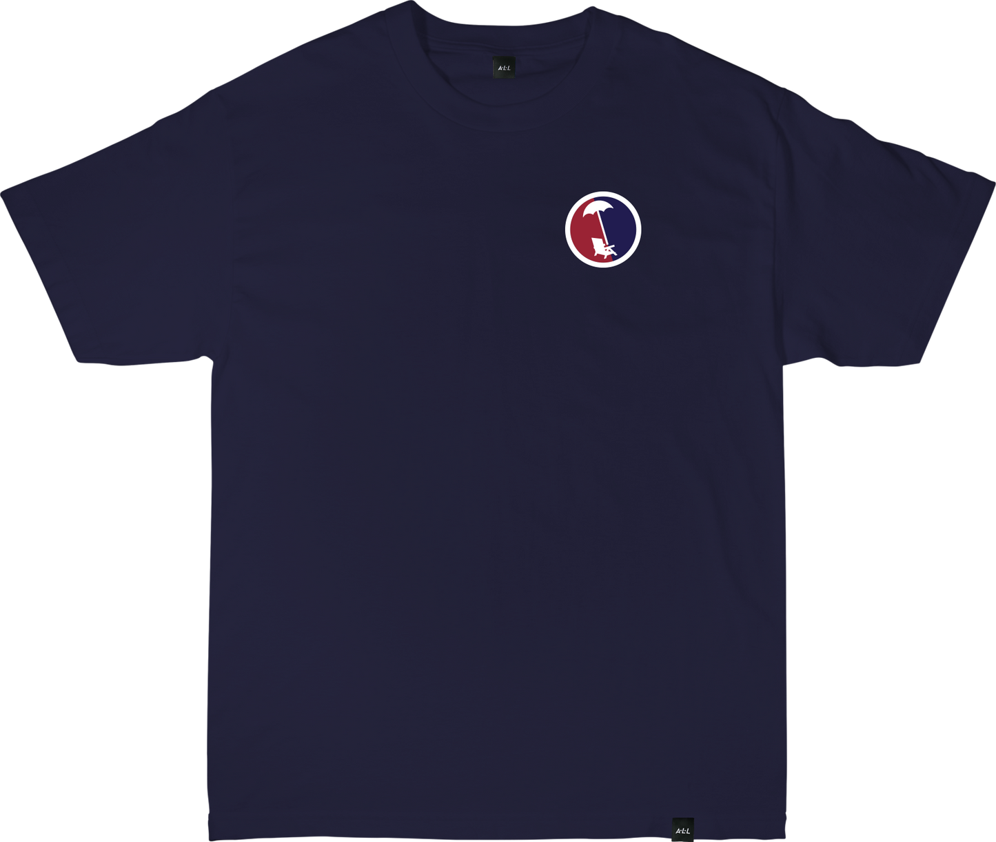 BEACHY SPLIT TEE IN NAVY