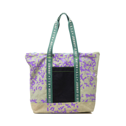 CANVAS TOTE 2/5   SEAFOAM & LAVANDER